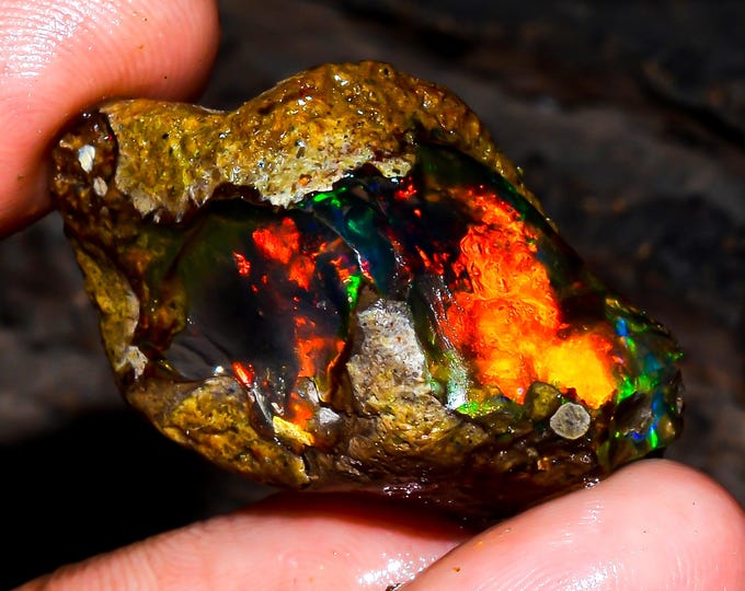 Opal Rough Gemstone, Natural Crystal Opal Rough,Welo Fire Crystal Opal, Flashy Fire Specimens Ethiopian Opal Raw, Oil Opal Rough, 33.50 Cts.