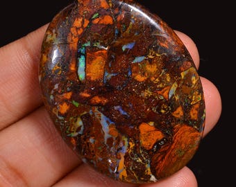 Boulder Opal Cabochon: Natural Gemstone for Jewelry Making (40x30x7 MM, 75 Cts.).