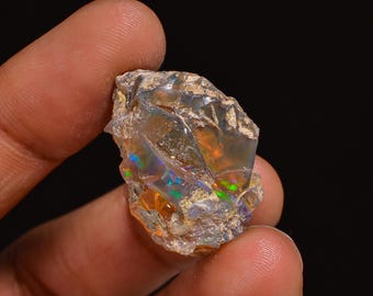 Welo Fire Ethiopian Opal Rough Gemstone: Jewelry Making (24X20X14 MM, 35.00 Cts.)