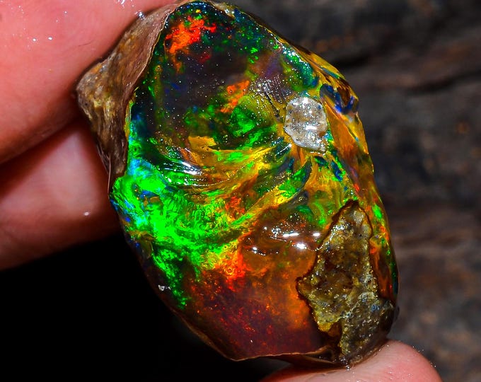 Opal Rough Gemstone, Natural Crystal Opal Rough,Welo Fire Crystal Opal, Flashy Fire Specimens Ethiopian Opal Raw, Oil Opal Rough, 30.50 Cts.