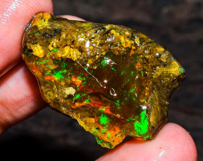 Opal Rough Gemstone,Natural Crystal Opal Rough,Welo Fire Crystal Opal, Flashy Fire Specimens Ethiopian Opal Raw, Oil Opal Rough, 23.50 Cts.