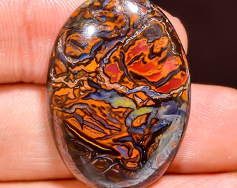 Natural Koroit Boulder Opal Cabochon: Untreated Gemstone (31X21X5 MM, 32.50 Cts)
