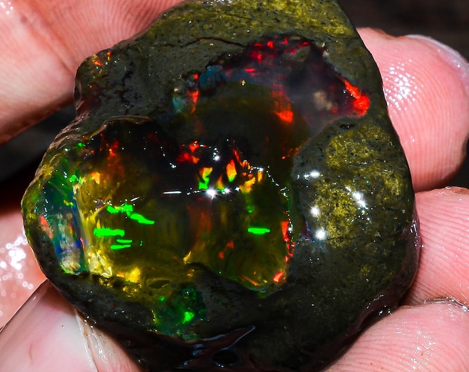 Opal Rough Gemstone, Natural Crystal Opal Rough,Welo Fire Crystal Opal, Flashy Fire Specimens Ethiopian Opal Raw, Oil Opal Rough,87.00 Cts.