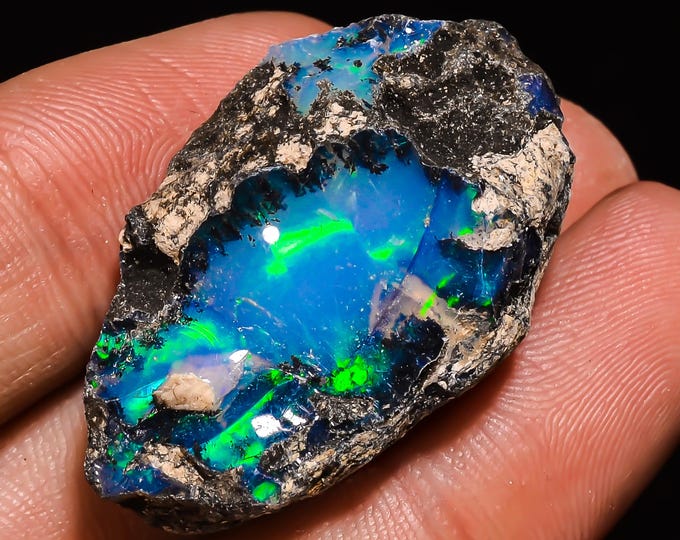 100% Natural Welo Fire Ethiopian Opal Rough Loose Gemstone 32X20X16 MM 34.5 Cts.