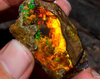 Welo Fire Opal Rough: Ethiopian Crystal Gemstone, 51.50 Cts