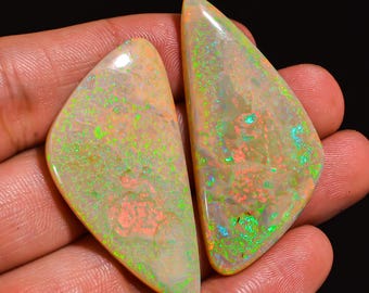 Natural Monarch Opal Cabochon Gemstone Pair: Earring Jewelry Making (43X24X4 MM, 40 Cts)