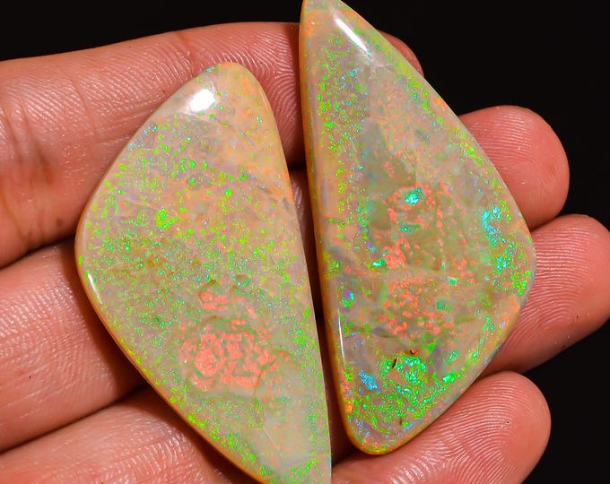 Wonderful Top Grade Quality 100% Natural Monarch Opal Fancy Shape Cabochon Gemstone Pair For Making Earrings 43X24X4 MM 40.00 Cts. KR43-50