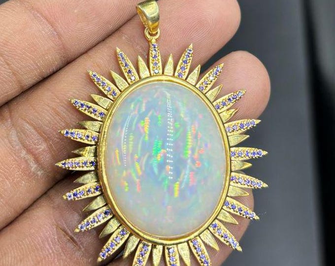 Opal Pendant 100% Natural Welo Fire Ethiopian Opal Gemstone Handmade AAA Quality Unique Jewelry Gift