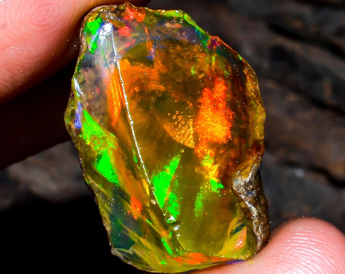 Opal Rough Gemstone, Natural Crystal Opal Rough,Welo Fire Crystal Opal, Flashy Fire Specimens Ethiopian Opal Raw, Oil Opal Rough, 17.00 Cts.