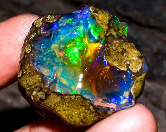 Opal Rough Gemstone, Natural Crystal Opal Rough,Welo Fire Crystal Opal, Flashy Fire Specimens Ethiopian Opal Raw, Oil Opal Rough, 57.50 Cts.