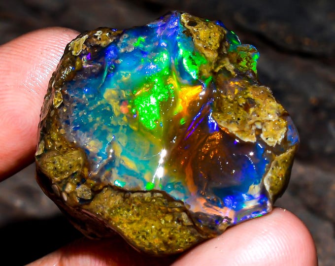 Opal Rough Gemstone, Natural Crystal Opal Rough,Welo Fire Crystal Opal, Flashy Fire Specimens Ethiopian Opal Raw, Oil Opal Rough, 57.50 Cts.