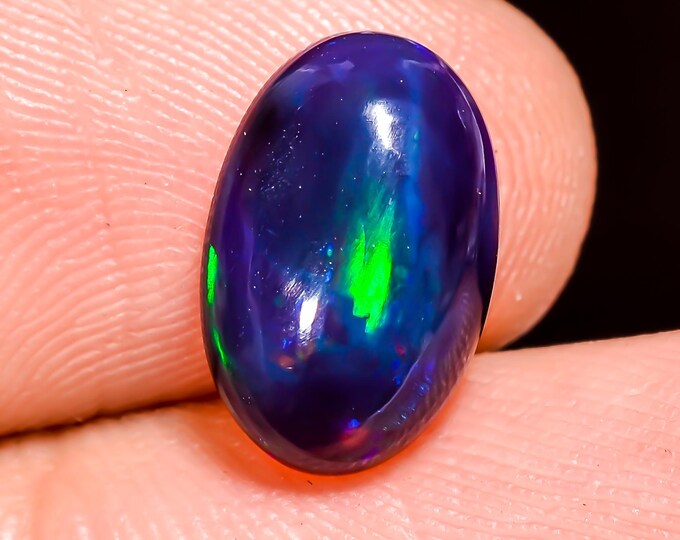 Natural Fire Black Ethiopian Opal Oval Gemstone 11x07x04 MM 1.5 Ct