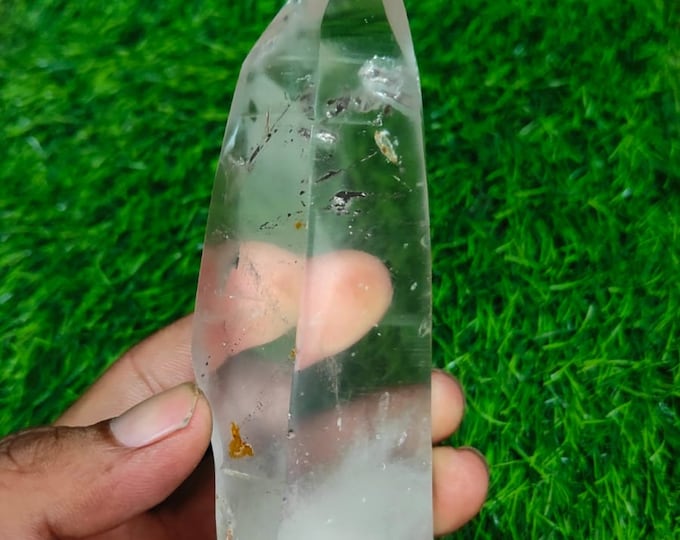 Natural Clear quartz obelisk,Quartz Crystal tower,Large Crystal tower,Crystal wand point,Healing magic wand,Reiki healing,Crystal Gift HCH01