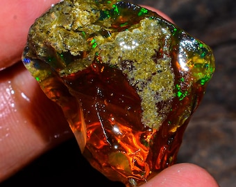 Opal Rough Gemstone, Natural Crystal Opal Rough,Welo Fire Crystal Opal, Flashy Fire Specimens Ethiopian Opal Raw, Oil Opal Rough, 47.50 Cts.