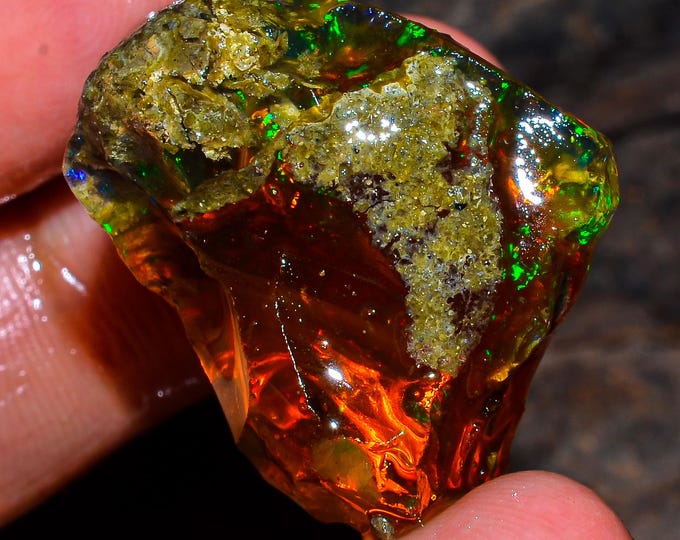 Opal Rough Gemstone, Natural Crystal Opal Rough,Welo Fire Crystal Opal, Flashy Fire Specimens Ethiopian Opal Raw, Oil Opal Rough, 47.50 Cts.