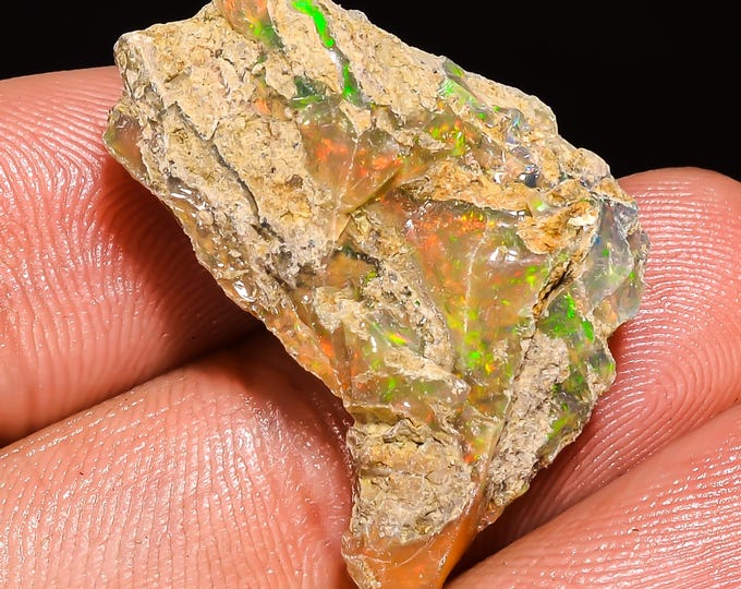 14.5 Cts. 100% Natural Welo Fire Ethiopian Opal Rough Loose Gemstone 27x15x09 MM