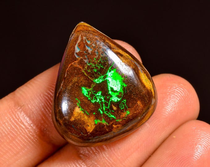 Supreme Top Grade Quality 100% Natural Boulder Opal Heart Shape Cabochon Loose Gemstone For Making Jewelry 23X19X8 MM 30.50 Cts. KR62-10