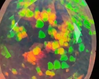 19.80 Ct AAA Honeycomb Fire Opal | Rare Faceted Ethiopian Oval Cut Gemstone