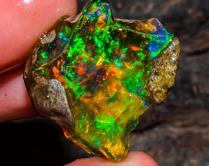 Opal Rough Gemstone, Natural Crystal Opal Rough,Welo Fire Crystal Opal, Flashy Fire Specimens Ethiopian Opal Raw, Oil Opal Rough, 19.00 Cts.