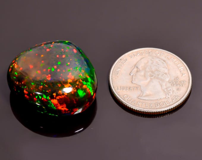 Classic Top Grade Quality 100% Natural Black Ethiopian Opal Heart Shape Cabochon Gemstone For Making Jewelry 24X26X11 MM 40.50 Cts. KR44-5