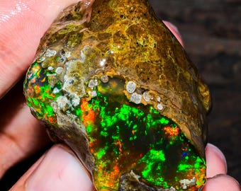 Opal Rough Gemstone, Natural Crystal Opal Rough,Welo Fire Crystal Opal, Flashy Fire Specimens Ethiopian Opal Raw, Oil Opal Rough,234.00 Cts.