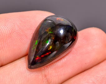 Black Opal Cabochon 9.35 Ct Pear Shape: Natural Gemstone