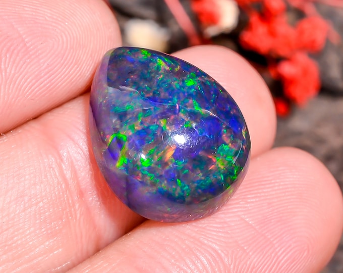 Excellent Top Grade Quality 100% Natural Black Ethiopian Opal Pear Shape Cabochon Gemstone For Making Jewelry 18X15X8 MM 11.00 Cts. KR40-31