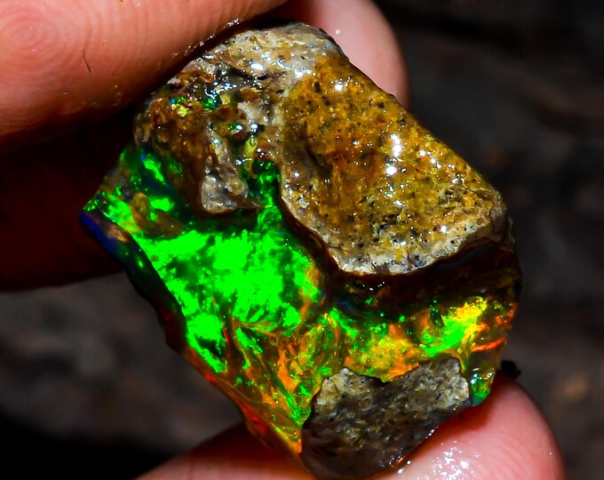 Opal Rough Gemstone, Natural Crystal Opal Rough,Welo Fire Crystal Opal, Flashy Fire Specimens Ethiopian Opal Raw, Oil Opal Rough,13.50 Cts.