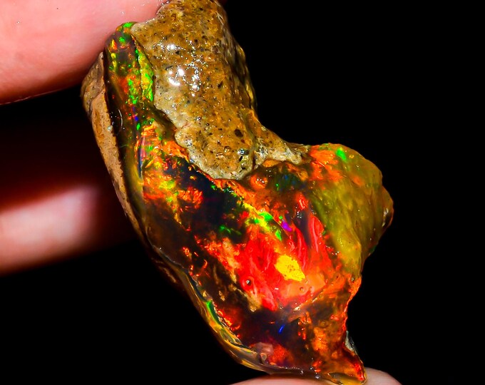 Opal Rough Gemstone, Natural Crystal Opal Rough,Welo Fire Crystal Opal, Flashy Fire Specimens Ethiopian Opal Raw, Oil Opal Rough, 24.50 Cts.