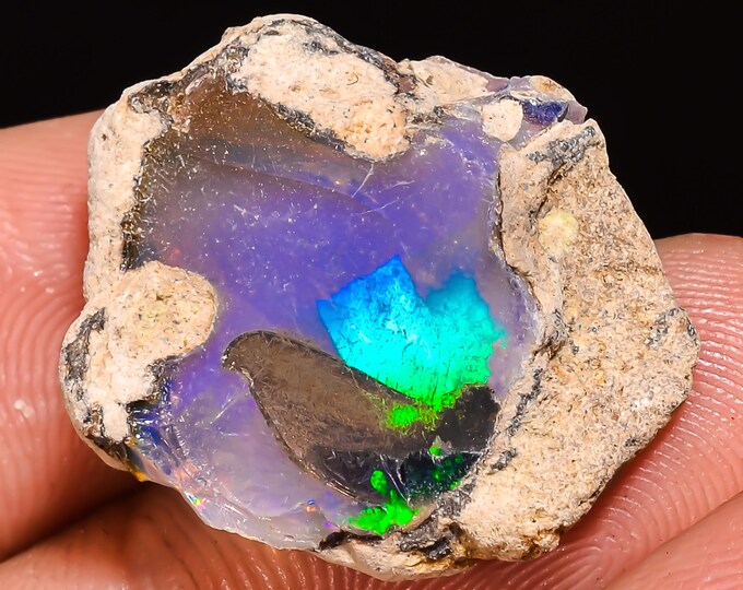 10.5 Cts. 100% Natural Welo Fire Ethiopian Opal Rough Loose Gemstone 22x16x06 MM