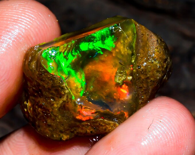 Opal Rough Gemstone, Natural Crystal Opal Rough,Welo Fire Crystal Opal, Flashy Fire Specimens Ethiopian Opal Raw, Oil Opal Rough, 15.00 Cts.
