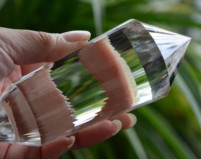 Real Tibetan Indian Himalayan High Altitude Clear 56 Sided Phantom Crystal Point Quartz Vogel Wand 5.49 Inch Spiritual Reiki Healing