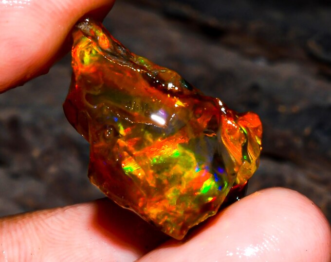 Opal Rough Gemstone, Natural Crystal Opal Rough,Welo Fire Crystal Opal, Flashy Fire Specimens Ethiopian Opal Raw, Oil Opal Rough, 18.00 Cts.