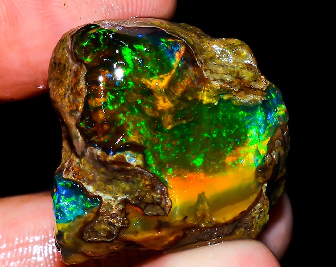 Opal Rough Gemstone, Natural Crystal Opal Rough,Welo Fire Crystal Opal, Flashy Fire Specimens Ethiopian Opal Raw, Oil Opal Rough, 53.00 Cts.