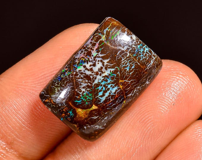 Unique Top Grade Quality 100% Natural Boulder Opal Radiant Shape Cabochon Loose Gemstone For Making Jewelry 17X12X6 MM 13.00 Cts. KR62-3