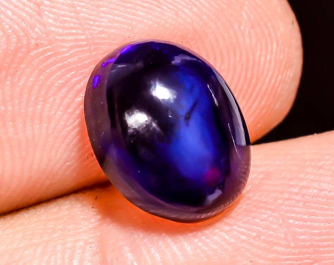 Natural Fire Black Ethiopian Opal Oval Gemstone 10x8x5 MM 2.5 Ct