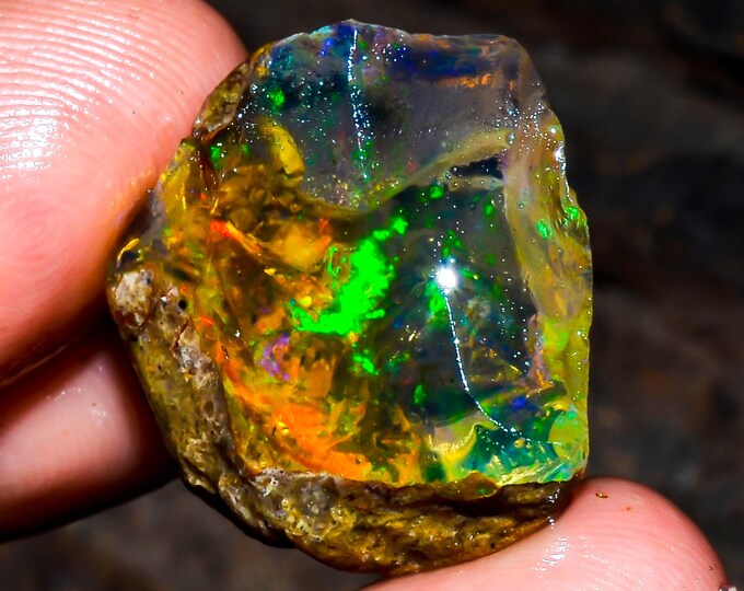 Opal Rough Gemstone, Natural Crystal Opal Rough,Welo Fire Crystal Opal, Flashy Fire Specimens Ethiopian Opal Raw, Oil Opal Rough, 18.50 Cts.