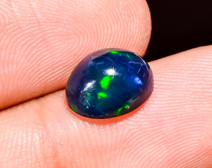 Natural Fire Black Ethiopian Opal Oval Gemstone 9x7x5 MM 2.00 Ct