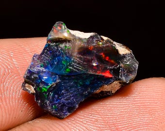 Unique Top Grade Quality 100% Natural Welo Fire Black Ethiopian Opal Rough Loose Gemstone For Making Jewelry 17X14X9 MM 6.5 Cts. KR04-24
