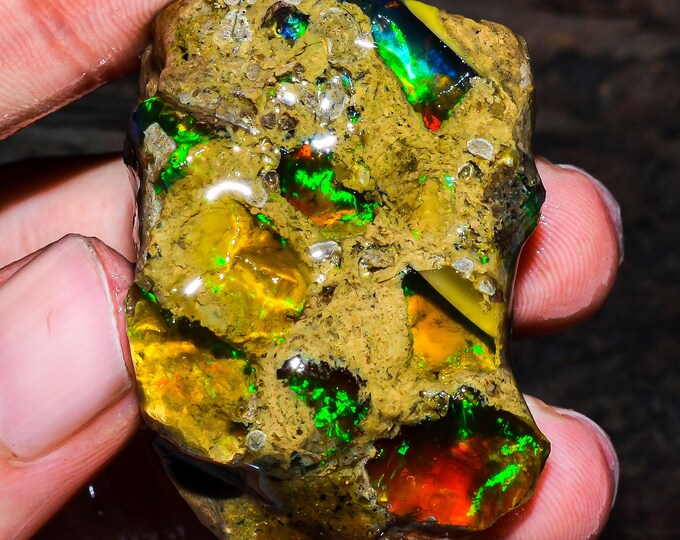 Opal Rough Gemstone, Natural Crystal Opal Rough,Welo Fire Crystal Opal, Flashy Fire Specimens Ethiopian Opal Raw, Oil Opal Rough,112.50 Cts.