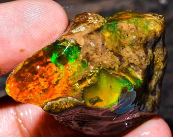 Opal Rough Gemstone, Natural Crystal Opal Rough,Welo Fire Crystal Opal, Flashy Fire Specimens Ethiopian Opal Raw, Oil Opal Rough, 70.50 Cts.