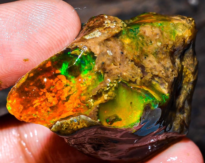 Opal Rough Gemstone, Natural Crystal Opal Rough,Welo Fire Crystal Opal, Flashy Fire Specimens Ethiopian Opal Raw, Oil Opal Rough, 70.50 Cts.