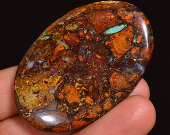 Boulder Opal Cabochon: Natural Gemstone for Jewelry Making (49x33x7mm, 99.50 Cts.).