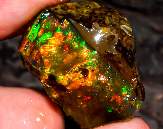 Opal Rough Gemstone, Natural Crystal Opal Rough,Welo Fire Crystal Opal, Flashy Fire Specimens Ethiopian Opal Raw, Oil Opal Rough, 16.50 Cts.