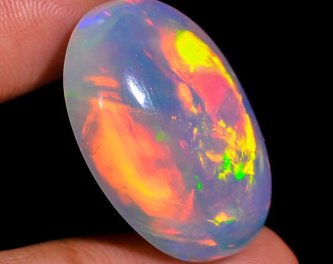 Awesome Top Grade Quality 100% Natural White Ethiopian Opal Oval Shape Cabochon Loose Gemstone For Making Jewelry 26X19X9MM 22.00 Cts KR40-3