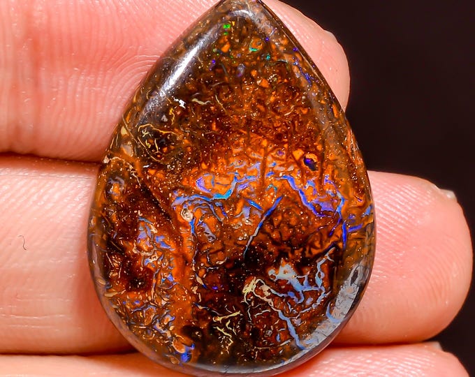Exclusive Top Grade Quality 100% Natural Boulder Opal Pear Shape Cabochon Loose Gemstone For Making Jewelry 28X20X4 MM 22.00 Cts. KR44-19