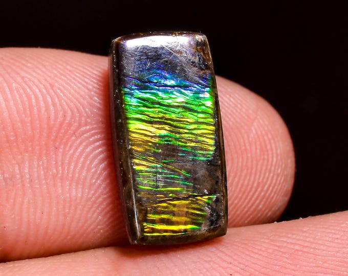 Classic Top Grade Quality 100% Natural Ammolite Radiant Shape Cabochon Loose Gemstone For Making Jewelry 14X7X3 MM 04.50 Cts. KR41-30