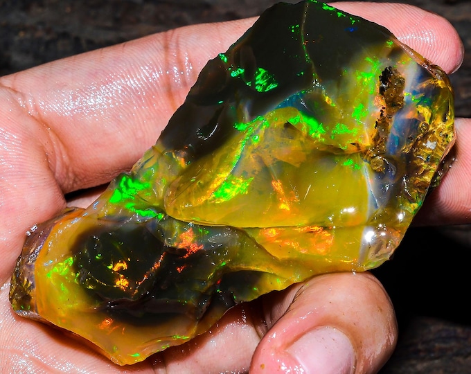 Opal Rough Gemstone, Natural Crystal Opal Rough,Welo Fire Crystal Opal, Flashy Fire Specimens Ethiopian Opal Raw, Oil Opal Rough,243.00 Cts.