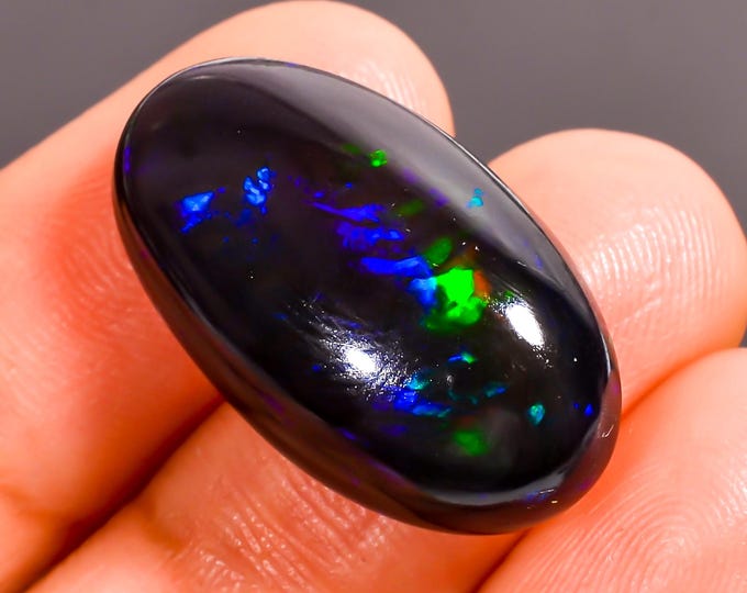 Beautiful Top Grade Quality 100% Natural Black Ethiopian Opal Oval Shape Cabochon Gemstone For Making Jewelry 23X13X7 MM 11.00 Cts. KR44-4