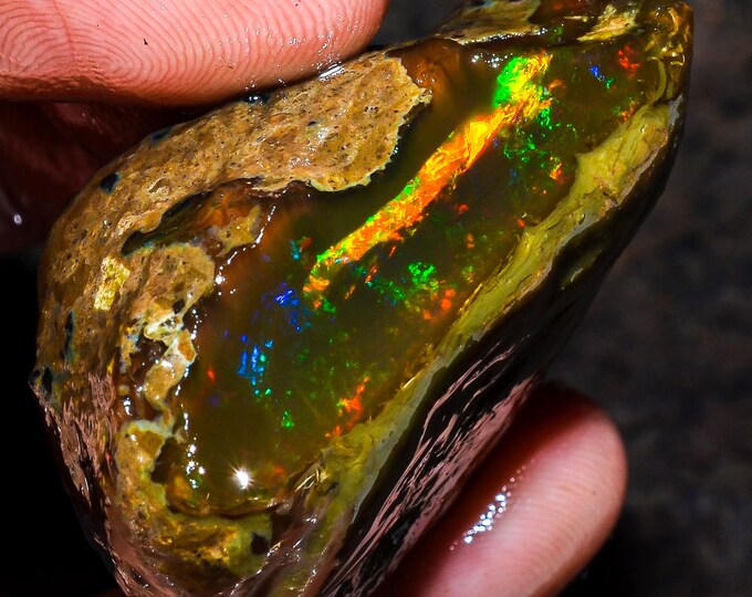 Opal Rough Gemstone, Natural Crystal Opal Rough,Welo Fire Crystal Opal, Flashy Fire Specimens Ethiopian Opal Raw, Oil Opal Rough,155.00 Cts.